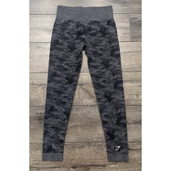 Gymshark Leggings Black Gray Camo Medium M *no size tag* - Picture 2 of 4